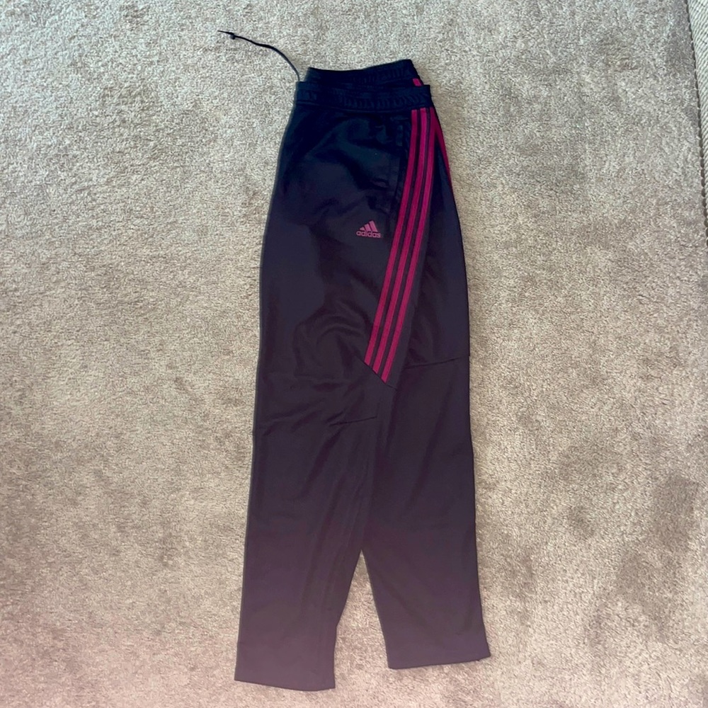 Black and Pink Adidas Stripe Joggers